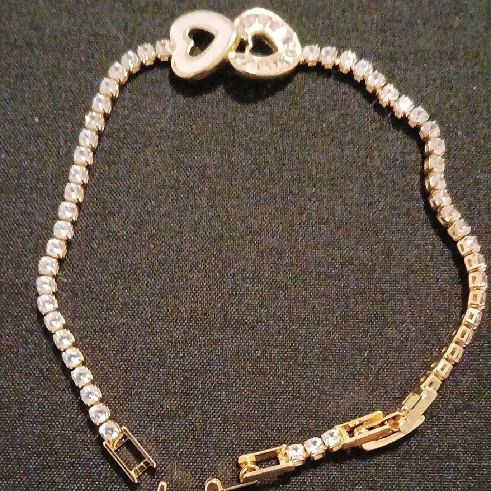 Elegant 18kgf Over 925 Heart Bracelet